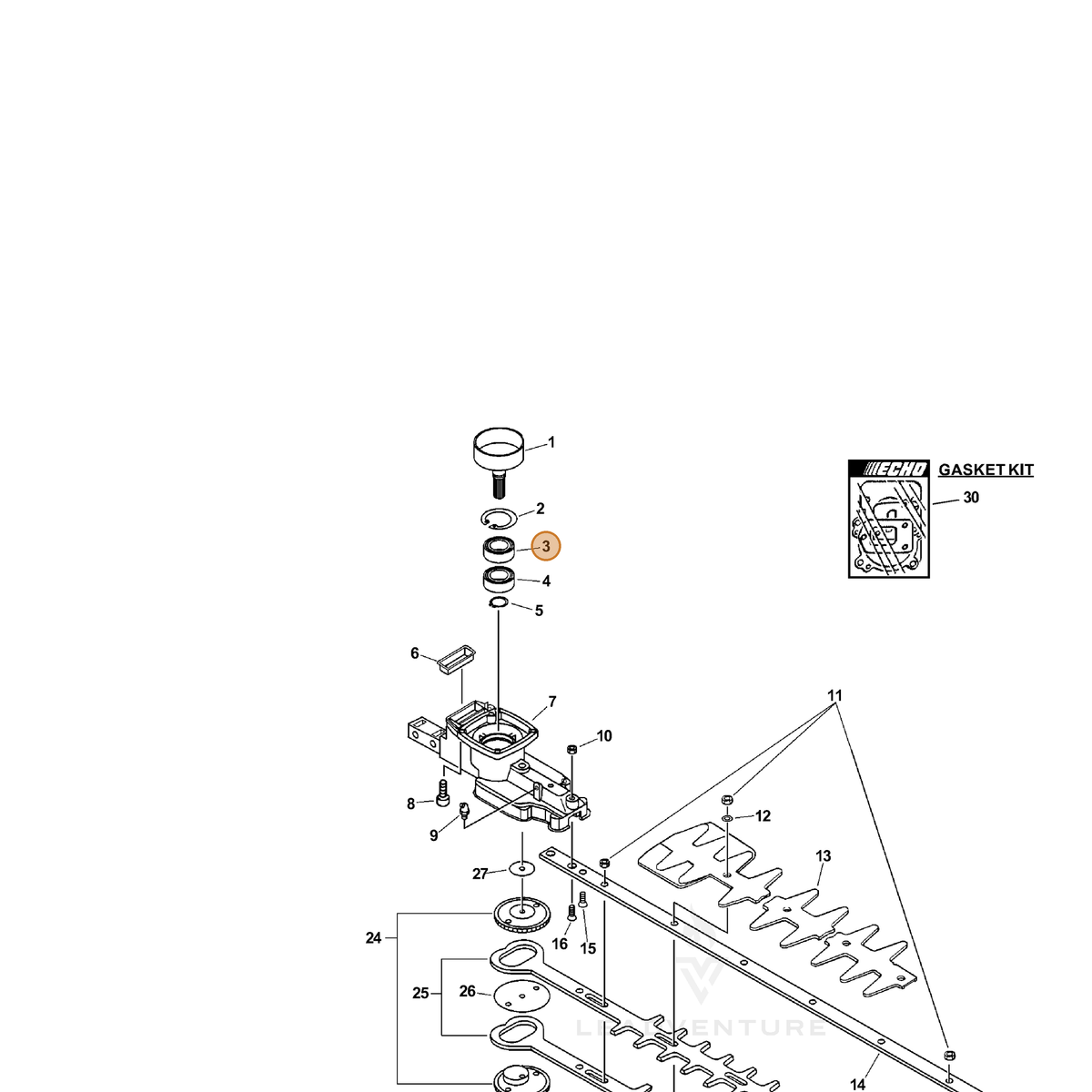 ECHO part 90087236202 — IPL diagram snippet (6x zoom, amber highlight)
