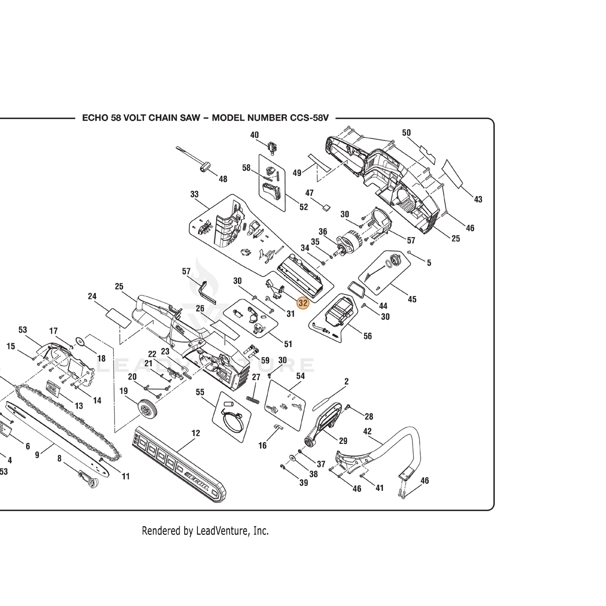ECHO part 900876003 — IPL diagram snippet (6x zoom, amber highlight)