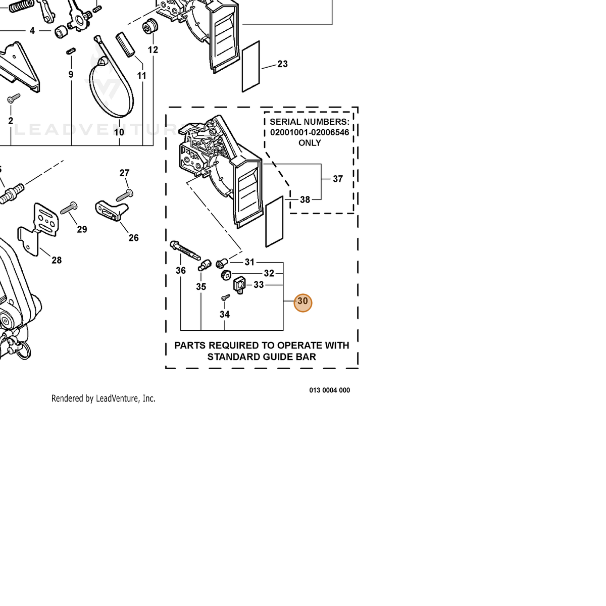 ECHO part 90102 — IPL diagram snippet (6x zoom, amber highlight)
