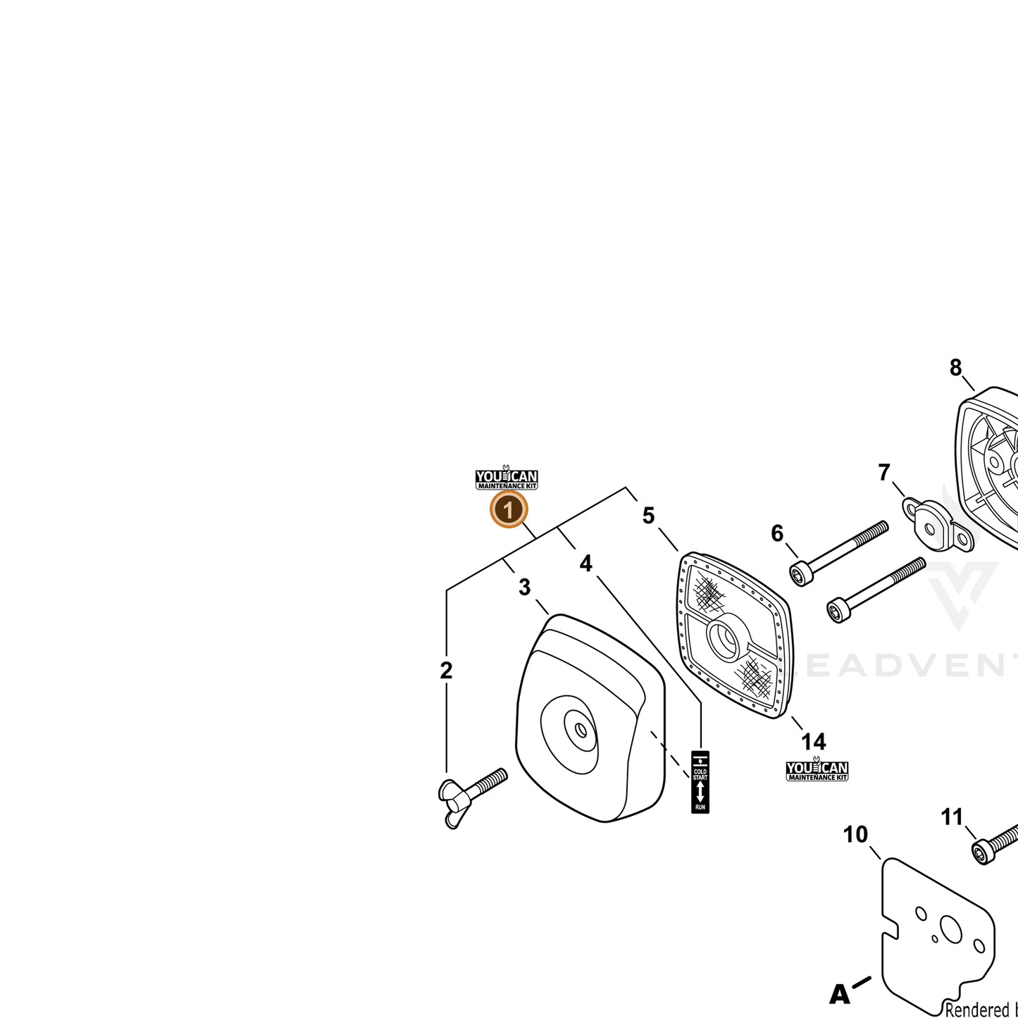 ECHO part 90112Y — IPL diagram snippet (6x zoom, amber highlight)