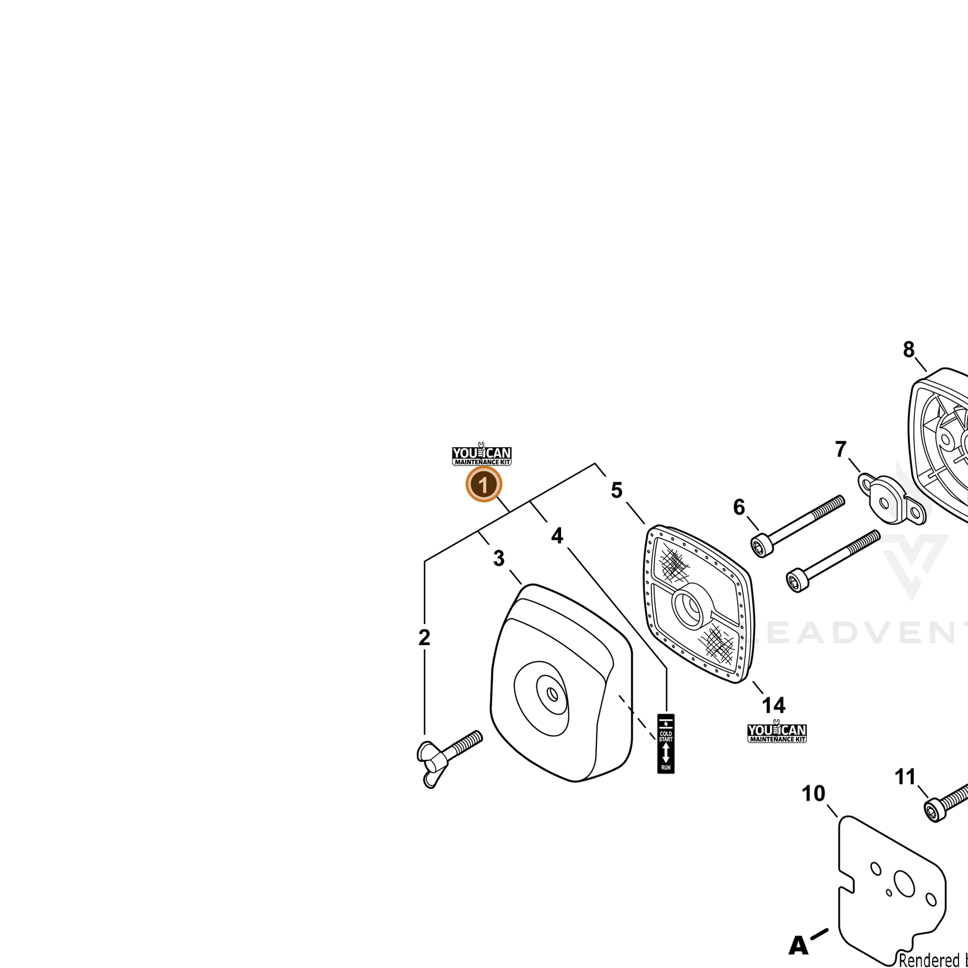 ECHO part 90112Y — IPL diagram snippet (6x zoom, amber highlight)