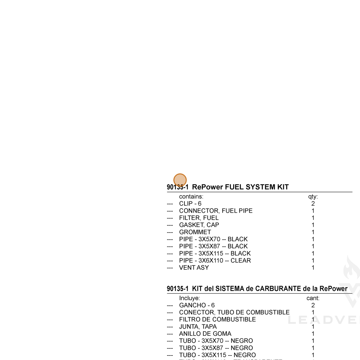 ECHO part 90135Y — IPL diagram snippet (6x zoom, amber highlight)