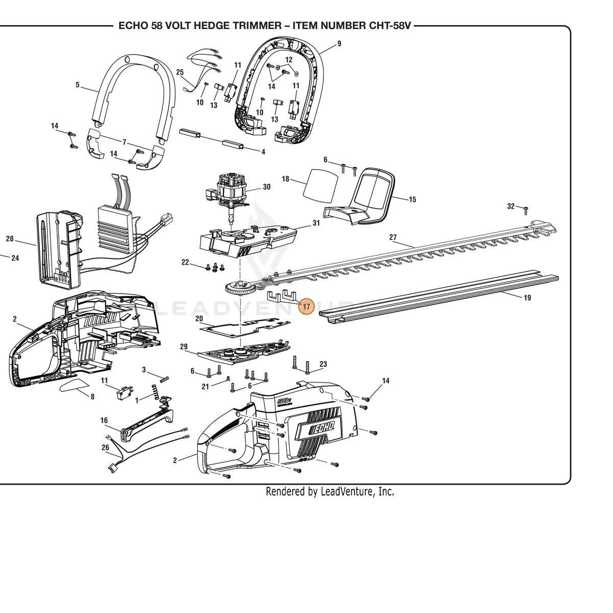 ECHO part 901665001 — IPL diagram snippet (6x zoom, amber highlight)