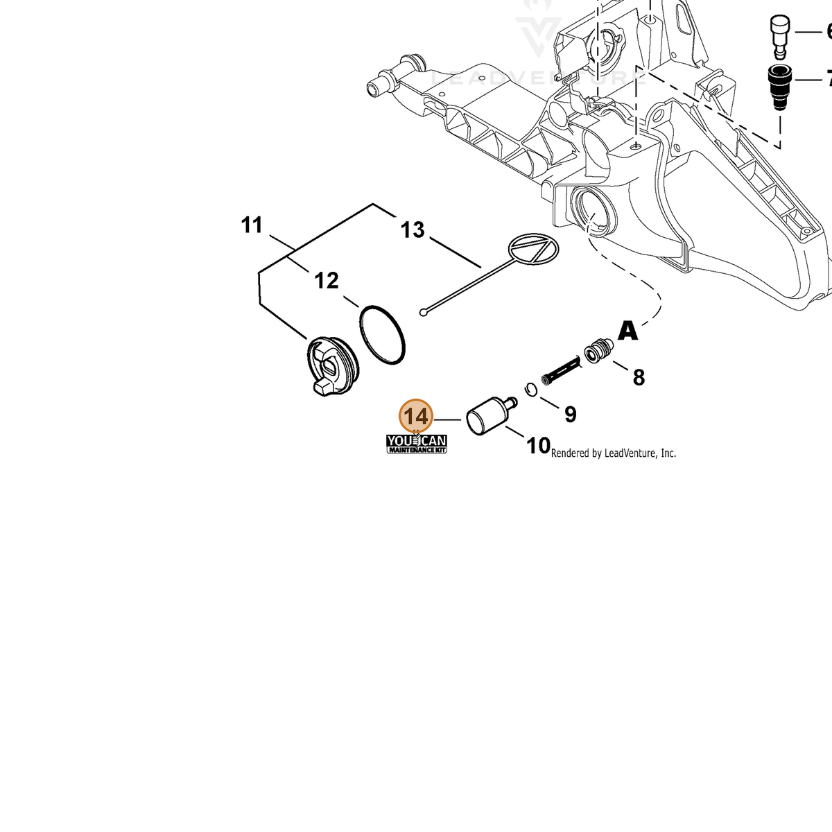 ECHO part 90167Y — IPL diagram snippet (6x zoom, amber highlight)