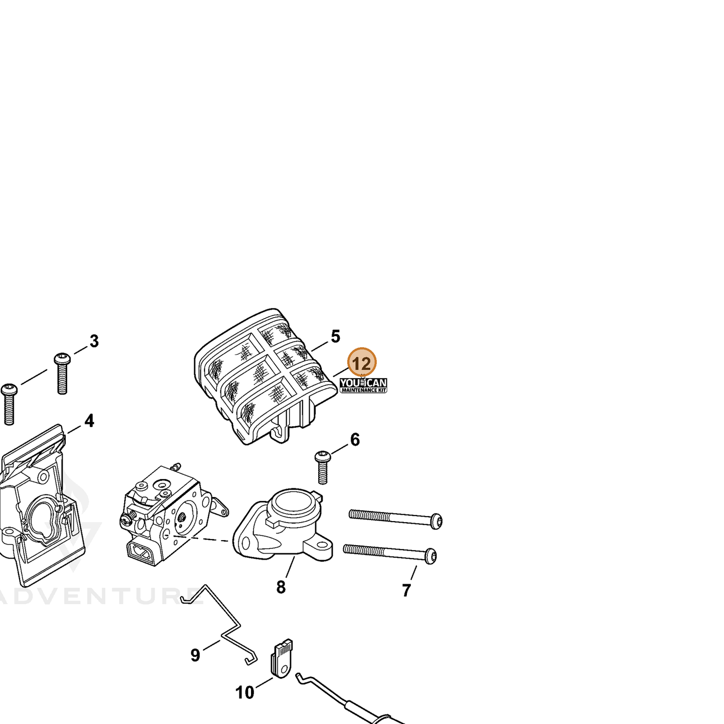 ECHO part 90175Y — IPL diagram snippet (6x zoom, amber highlight)