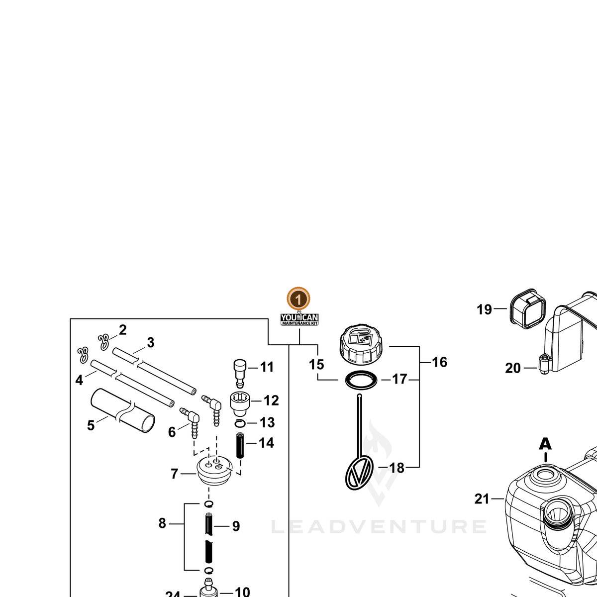 ECHO part 90195Y — IPL diagram snippet (6x zoom, amber highlight)
