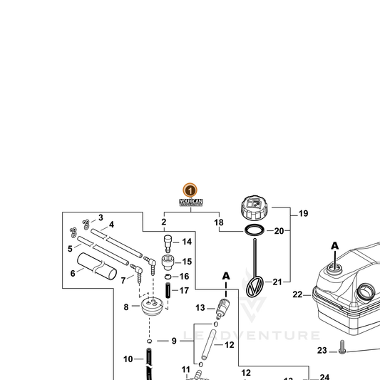 Echo part 90264Y — IPL diagram snippet (6x zoom, amber highlight)