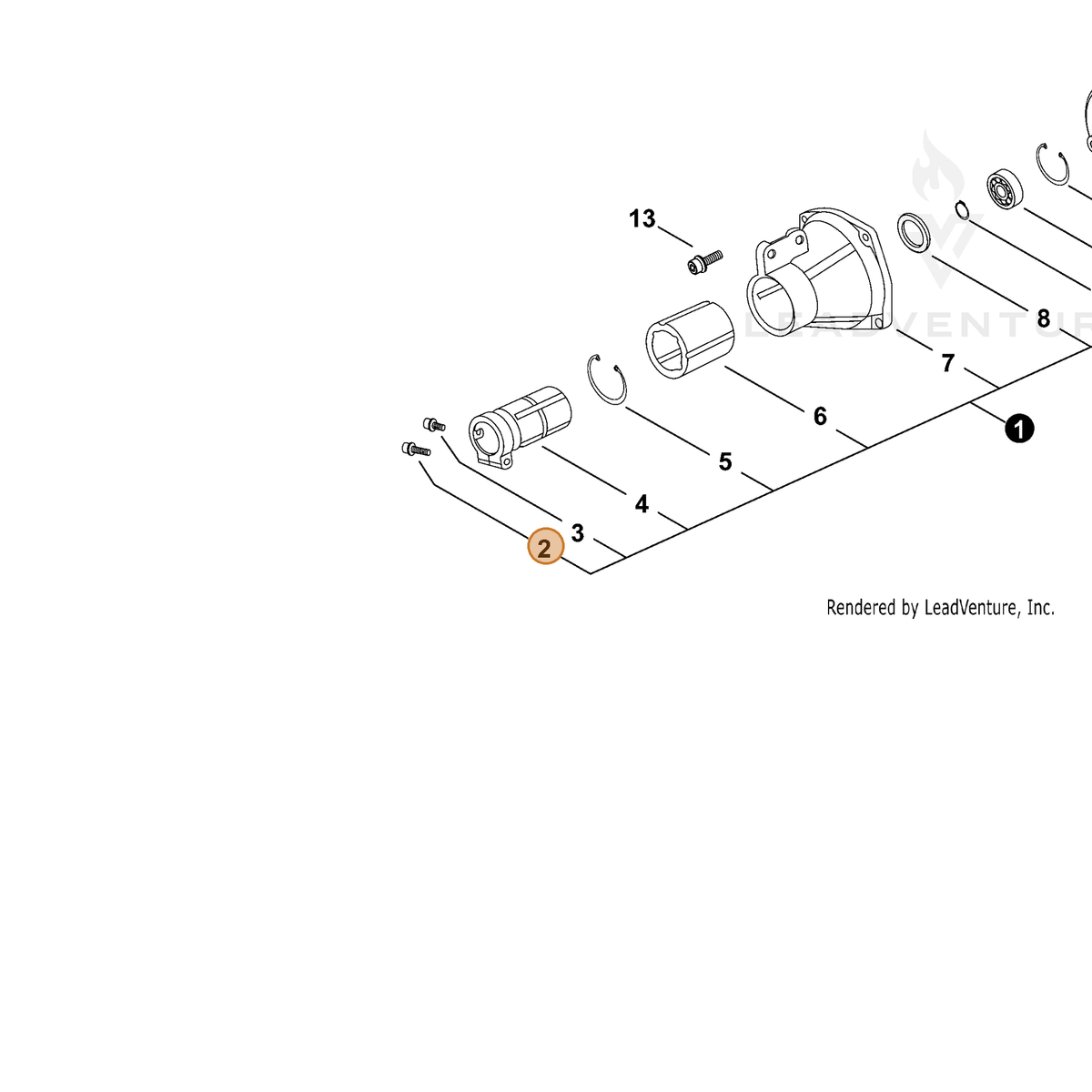 ECHO part 9103805025 — IPL diagram snippet (6x zoom, amber highlight)
