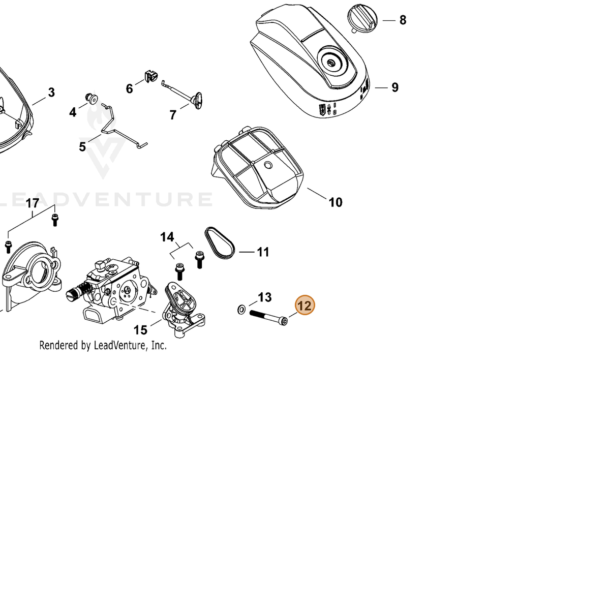 ECHO part 9110005048 — IPL diagram snippet (6x zoom, amber highlight)