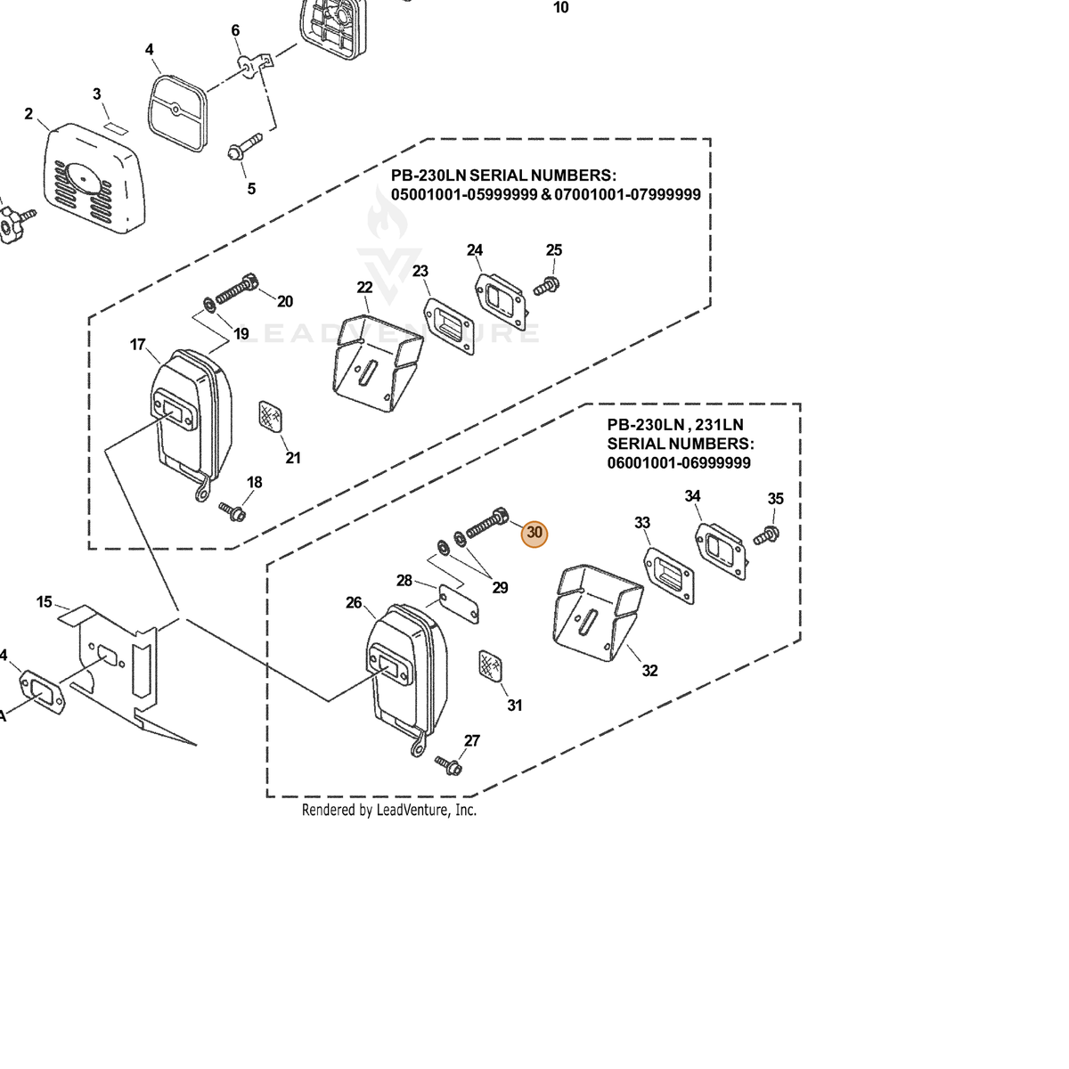 ECHO part 9110005065 — IPL diagram snippet (6x zoom, amber highlight)