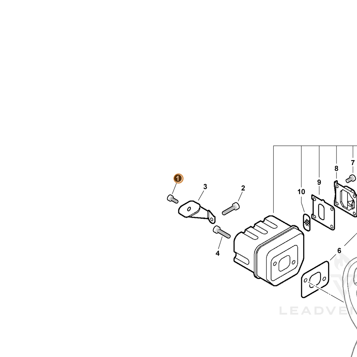 ECHO part 9110006008 — IPL diagram snippet (6x zoom, amber highlight)