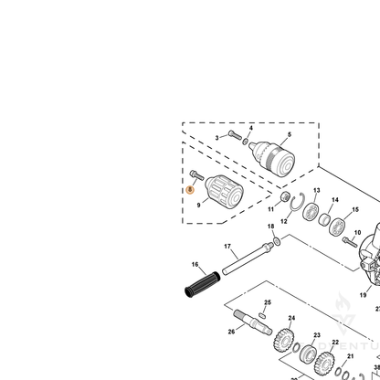 ECHO part 9110306020 — IPL diagram snippet (6x zoom, amber highlight)