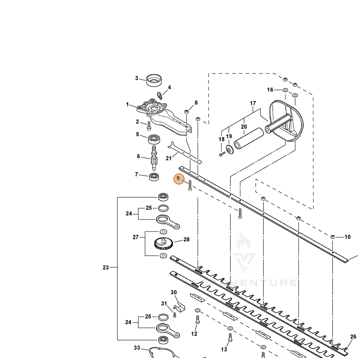 ECHO part 9110306030 — IPL diagram snippet (6x zoom, amber highlight)