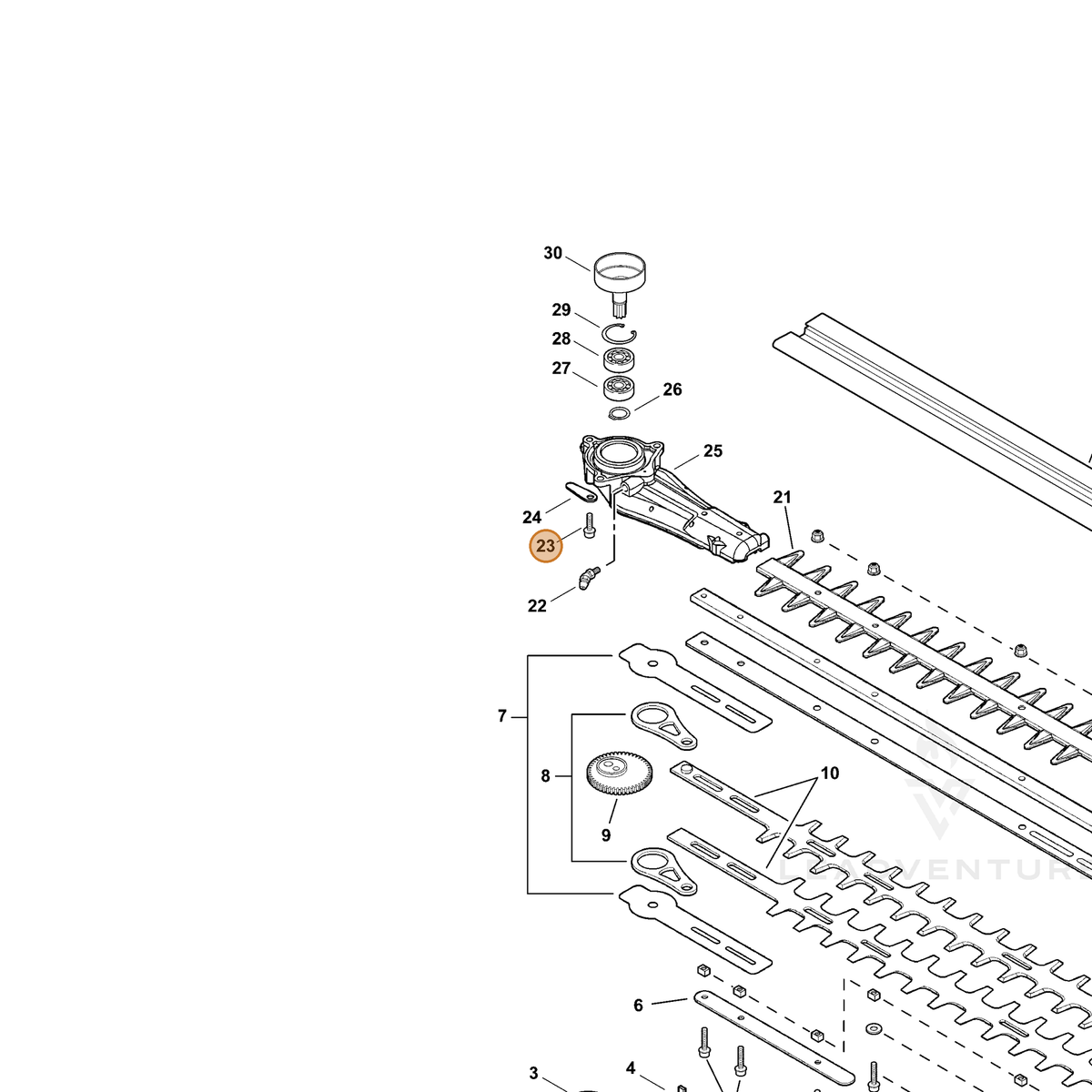 ECHO part 9110706020 — IPL diagram snippet (6x zoom, amber highlight)