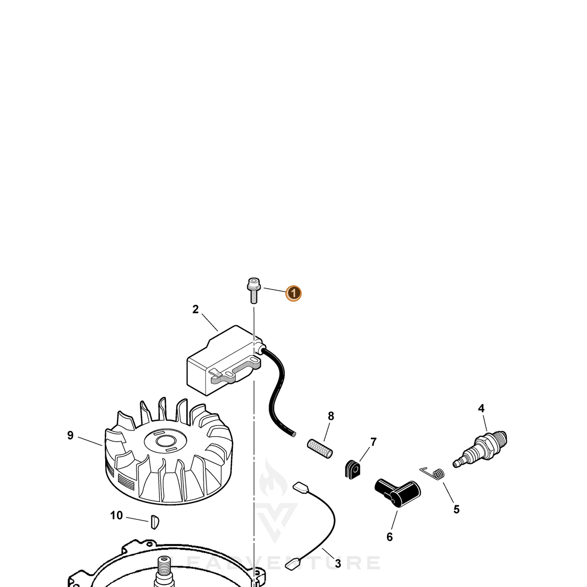 ECHO part 9111304020 — IPL diagram snippet (6x zoom, amber highlight)