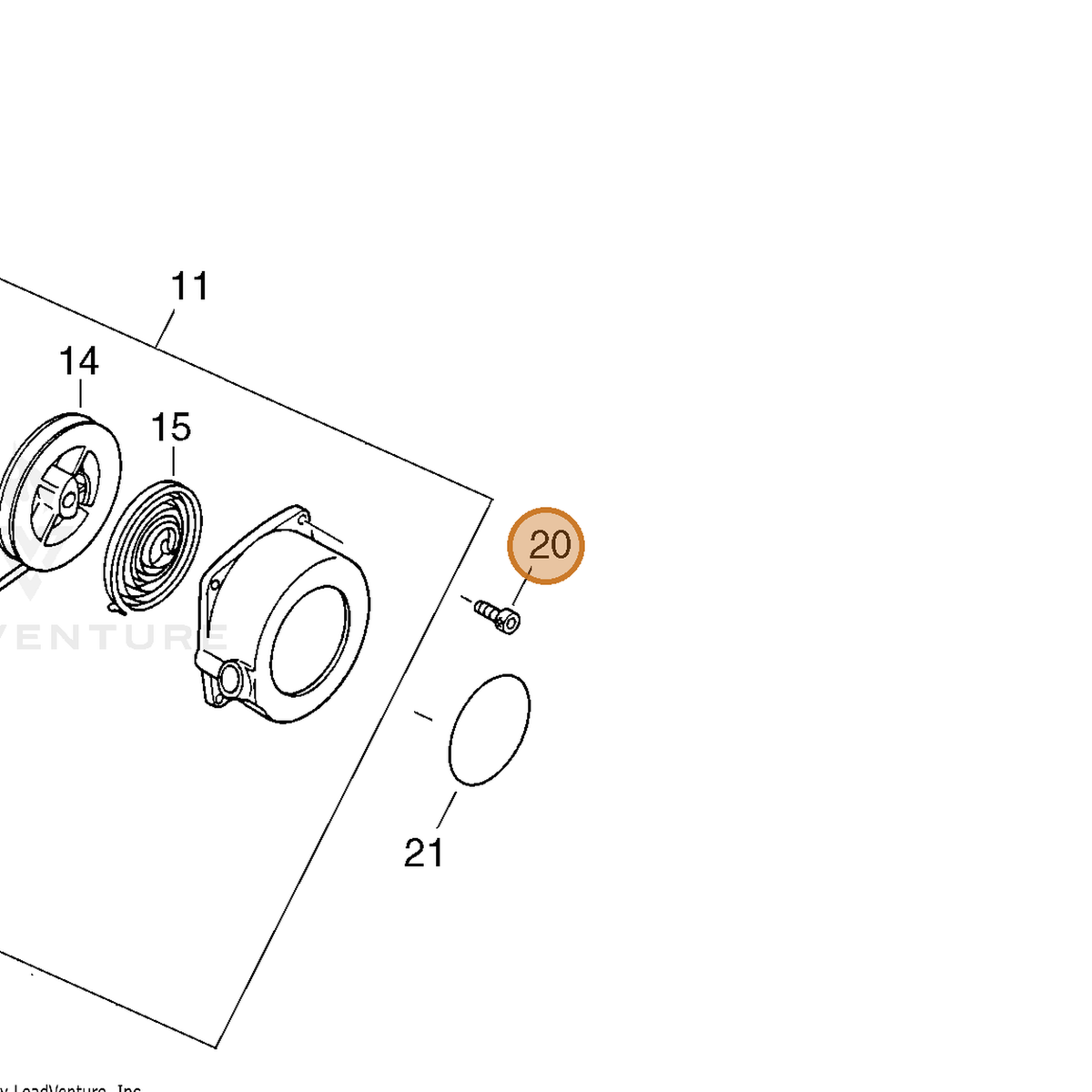 ECHO part 9111804020 — IPL diagram snippet (6x zoom, amber highlight)