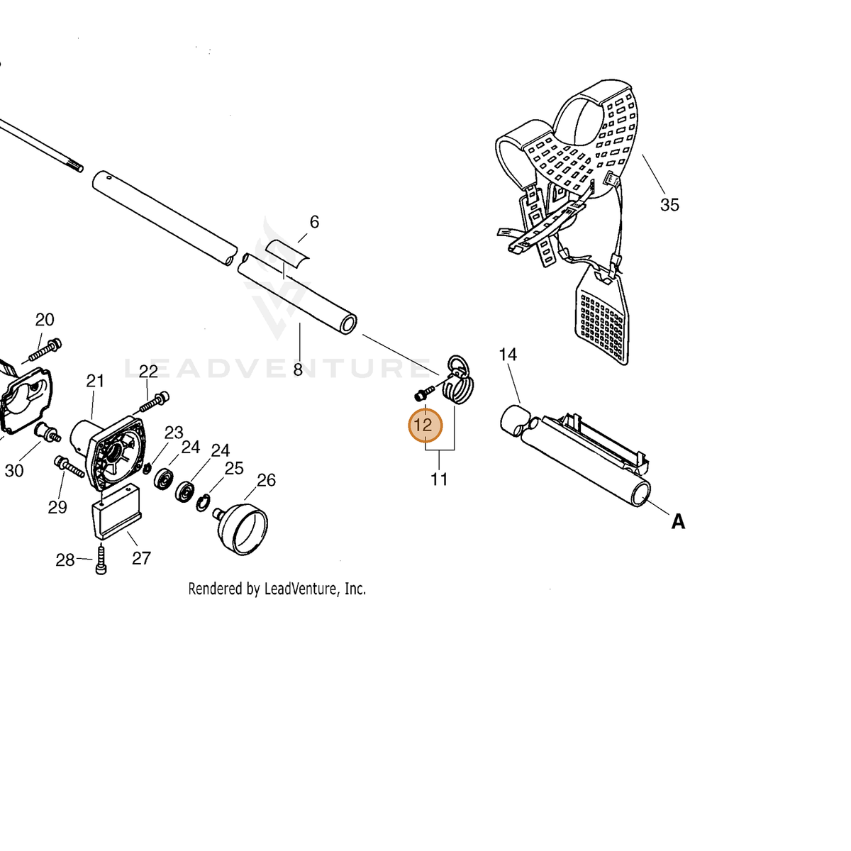 ECHO part 9111805020 — IPL diagram snippet (6x zoom, amber highlight)