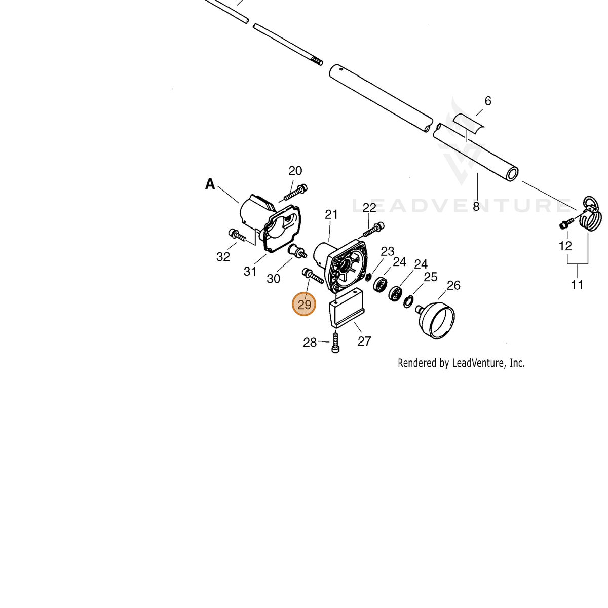 ECHO part 9111805025 — IPL diagram snippet (6x zoom, amber highlight)