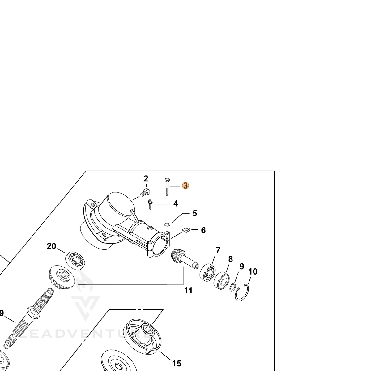 ECHO part 9111905035 — IPL diagram snippet (6x zoom, amber highlight)
