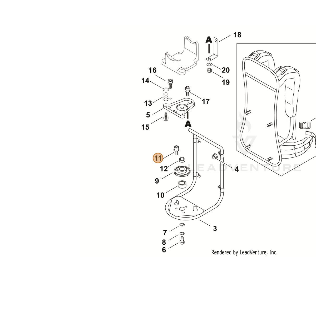 ECHO part 9112105012 — IPL diagram snippet (6x zoom, amber highlight)