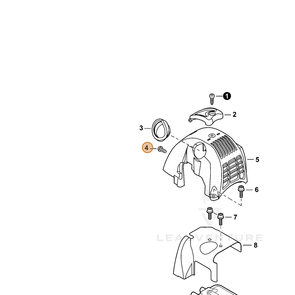 ECHO part 9114005012 — IPL diagram snippet (6x zoom, amber highlight)