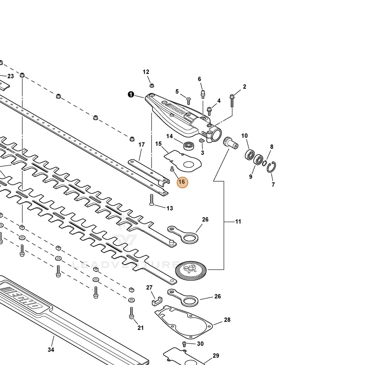 ECHO part 9133004005 — IPL diagram snippet (6x zoom, amber highlight)