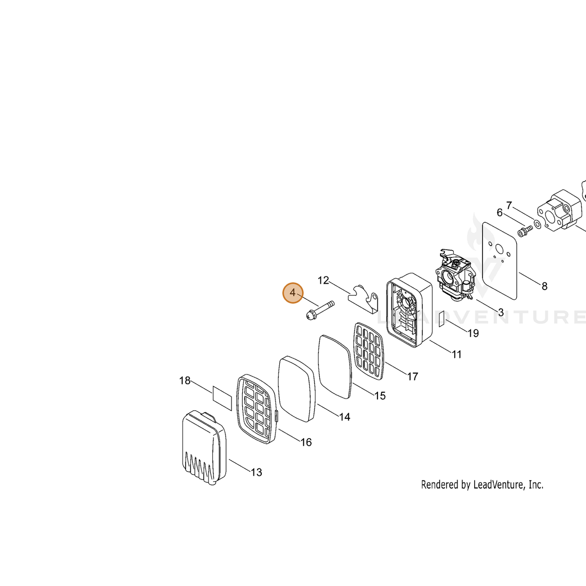 ECHO part 9133105060 — IPL diagram snippet (6x zoom, amber highlight)