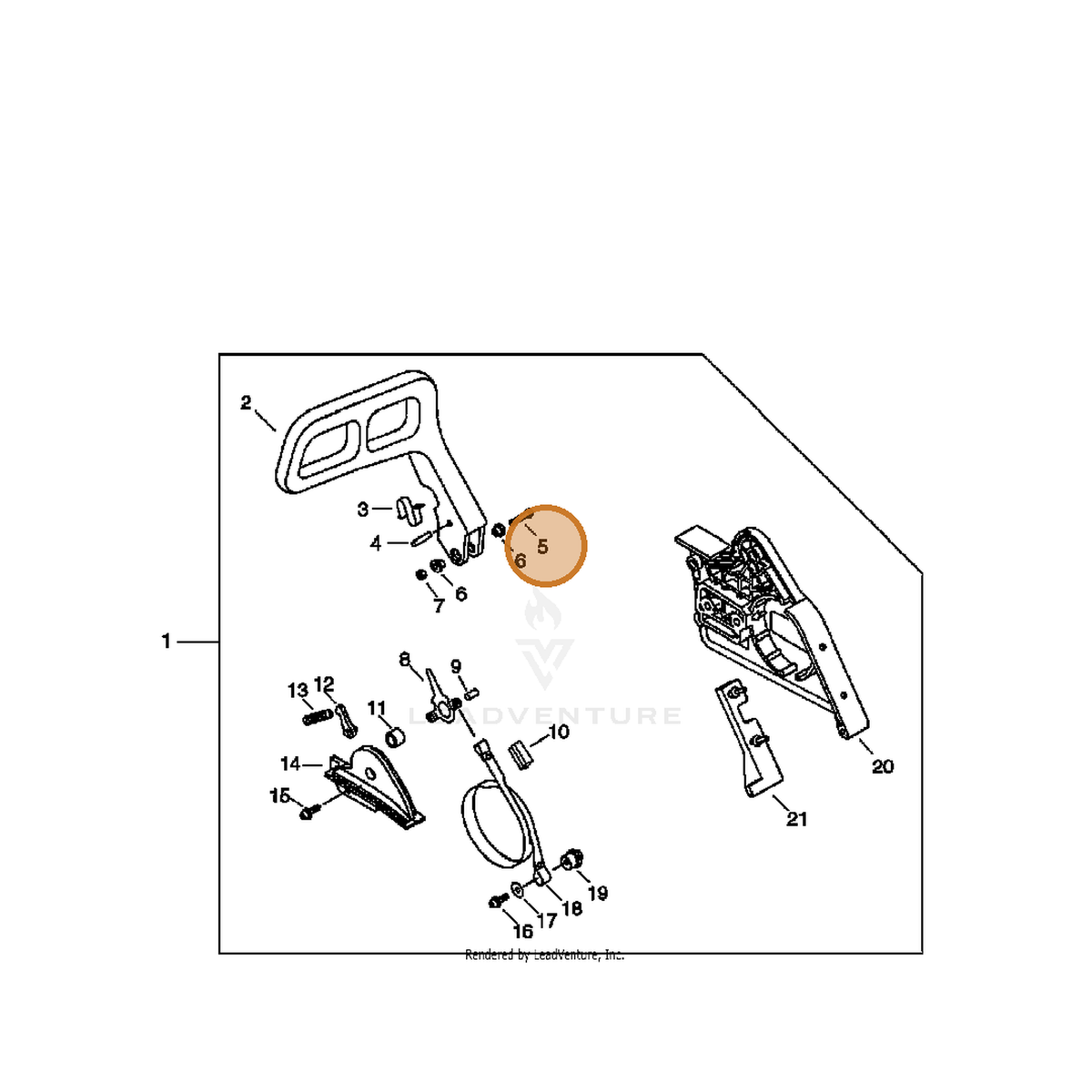 ECHO part 9133505035 — IPL diagram snippet (6x zoom, amber highlight)