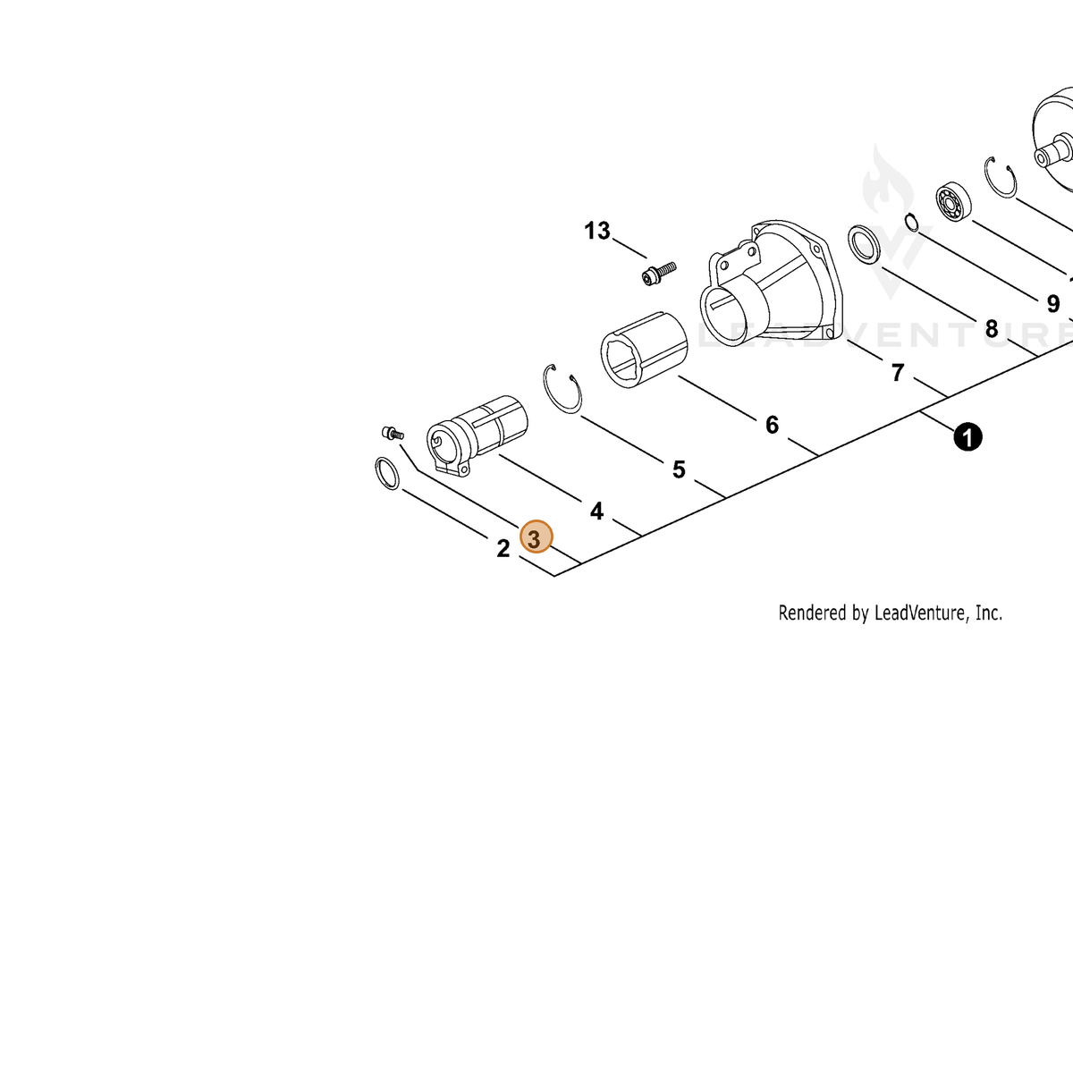 ECHO part 9134305006 — IPL diagram snippet (6x zoom, amber highlight)