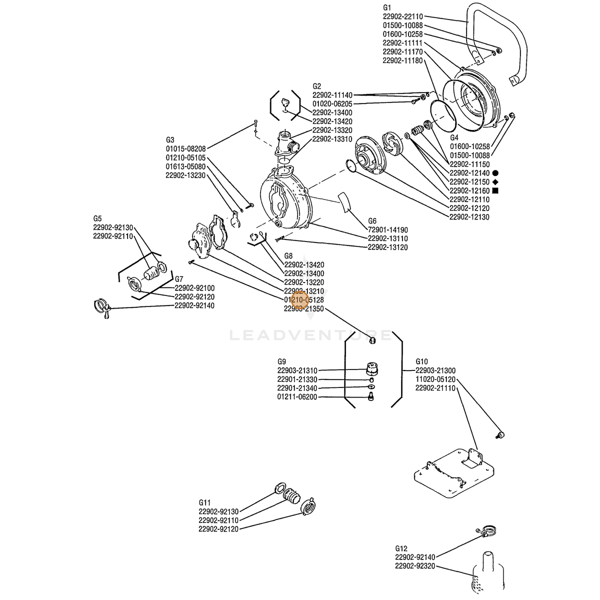 ECHO part 9134305012 — IPL diagram snippet (6x zoom, amber highlight)
