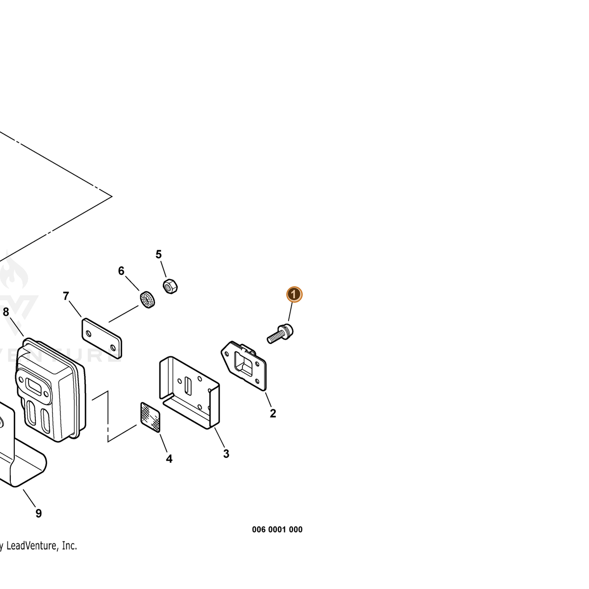ECHO part 9136704012 — IPL diagram snippet (6x zoom, amber highlight)