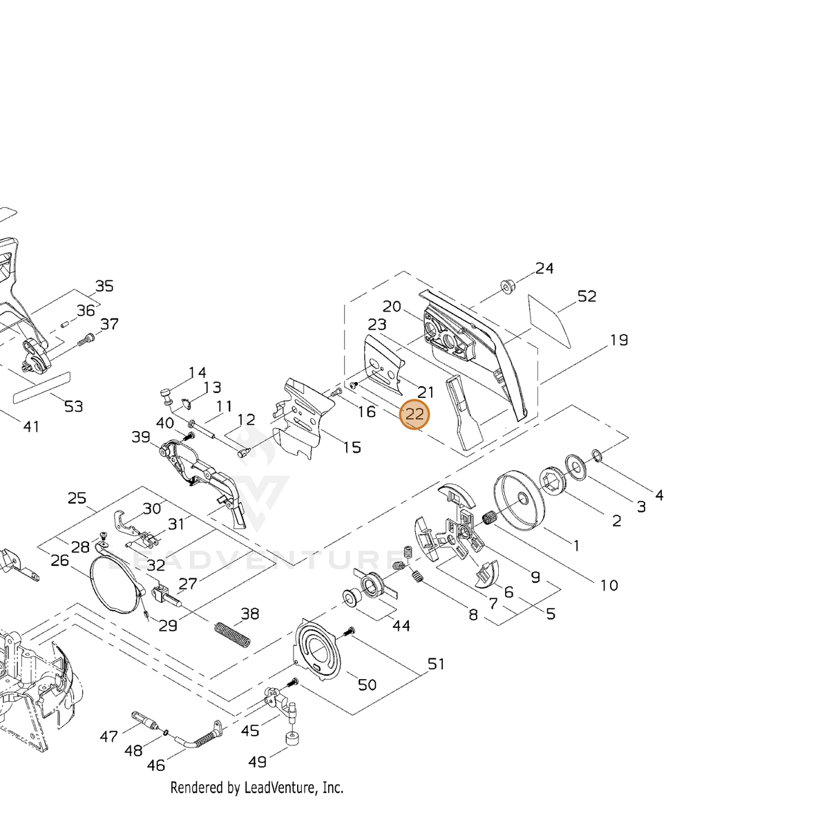 ECHO part 9137404006 — IPL diagram snippet (6x zoom, amber highlight)
