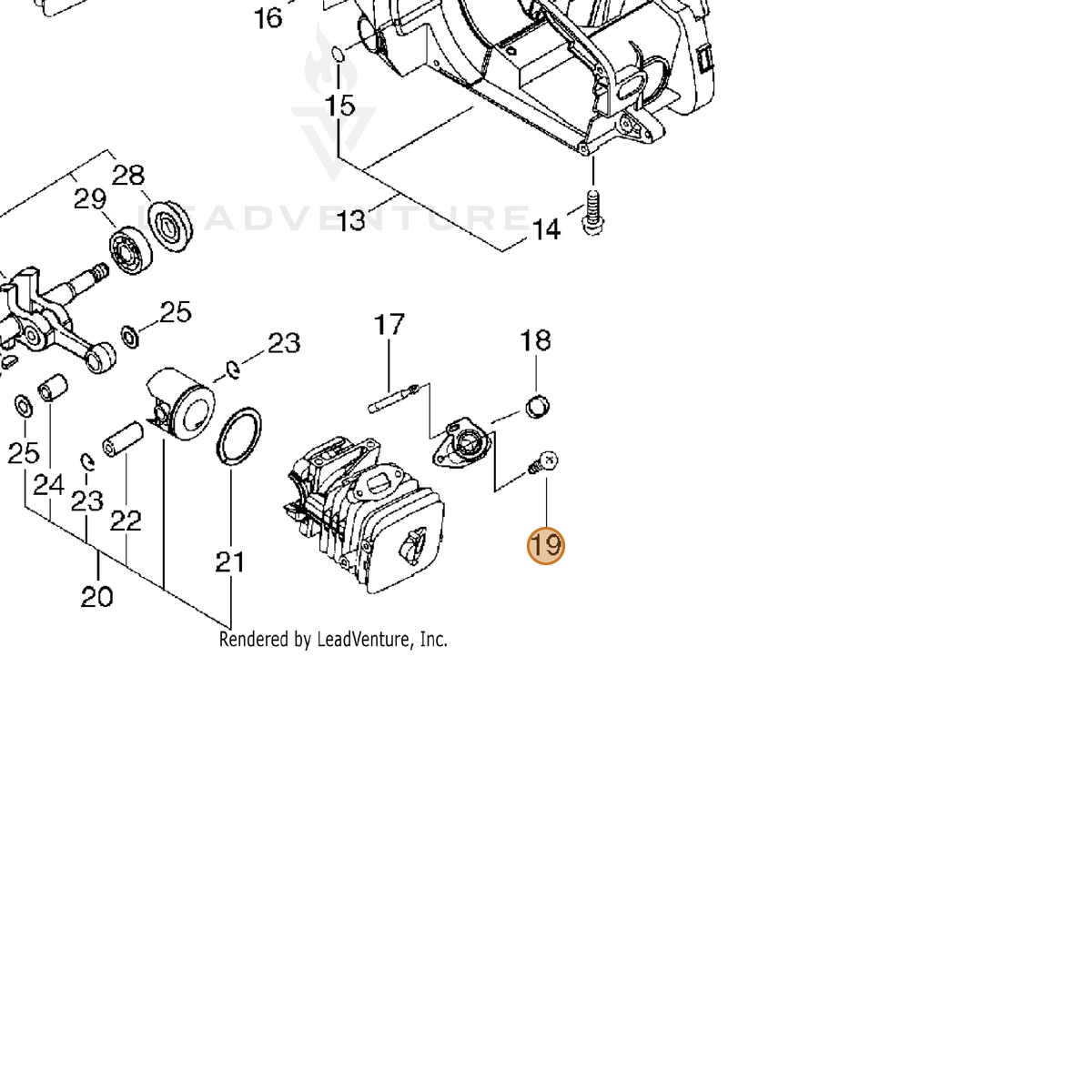 ECHO part 9142005012 — IPL diagram snippet (6x zoom, amber highlight)