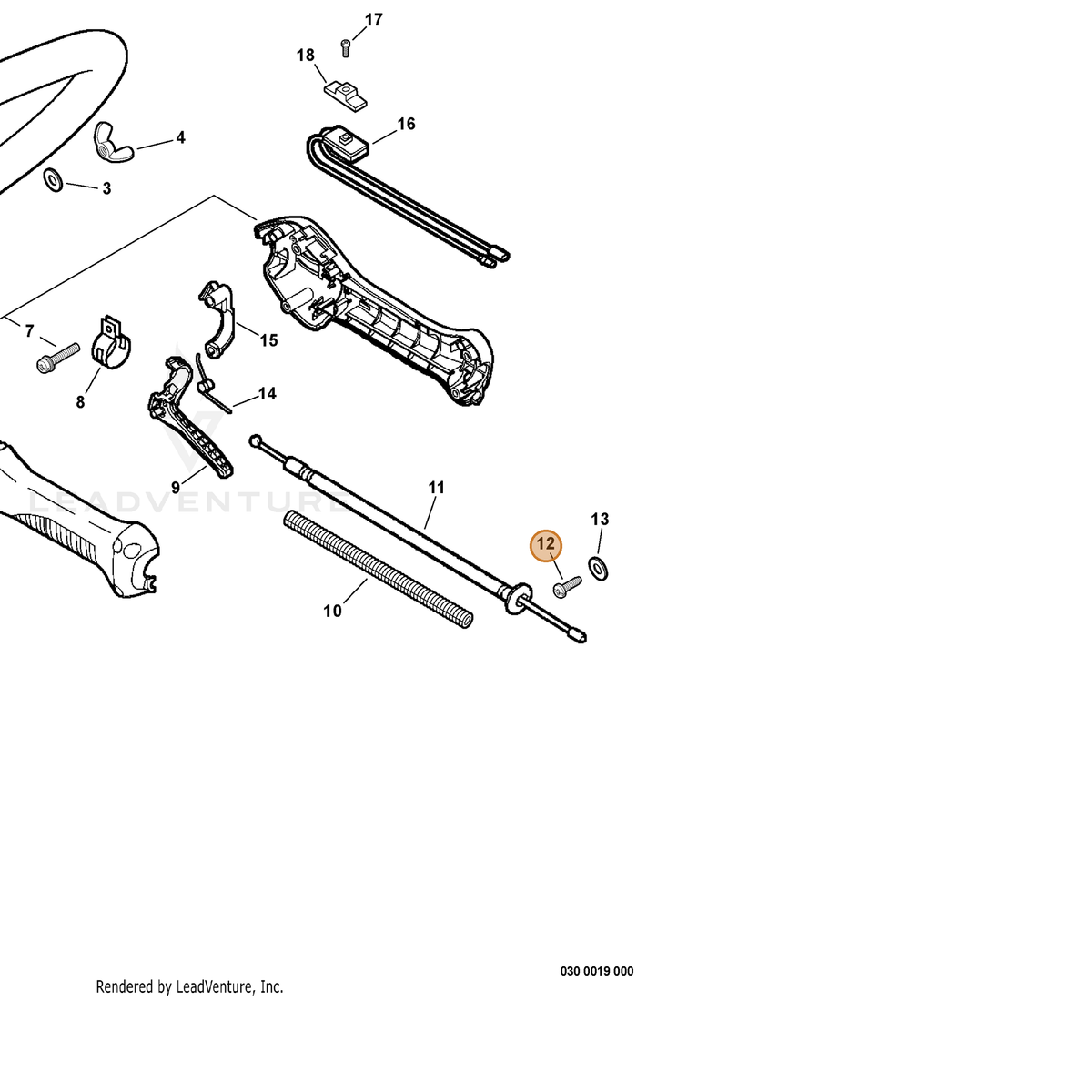 ECHO part 9142705012 — IPL diagram snippet (6x zoom, amber highlight)