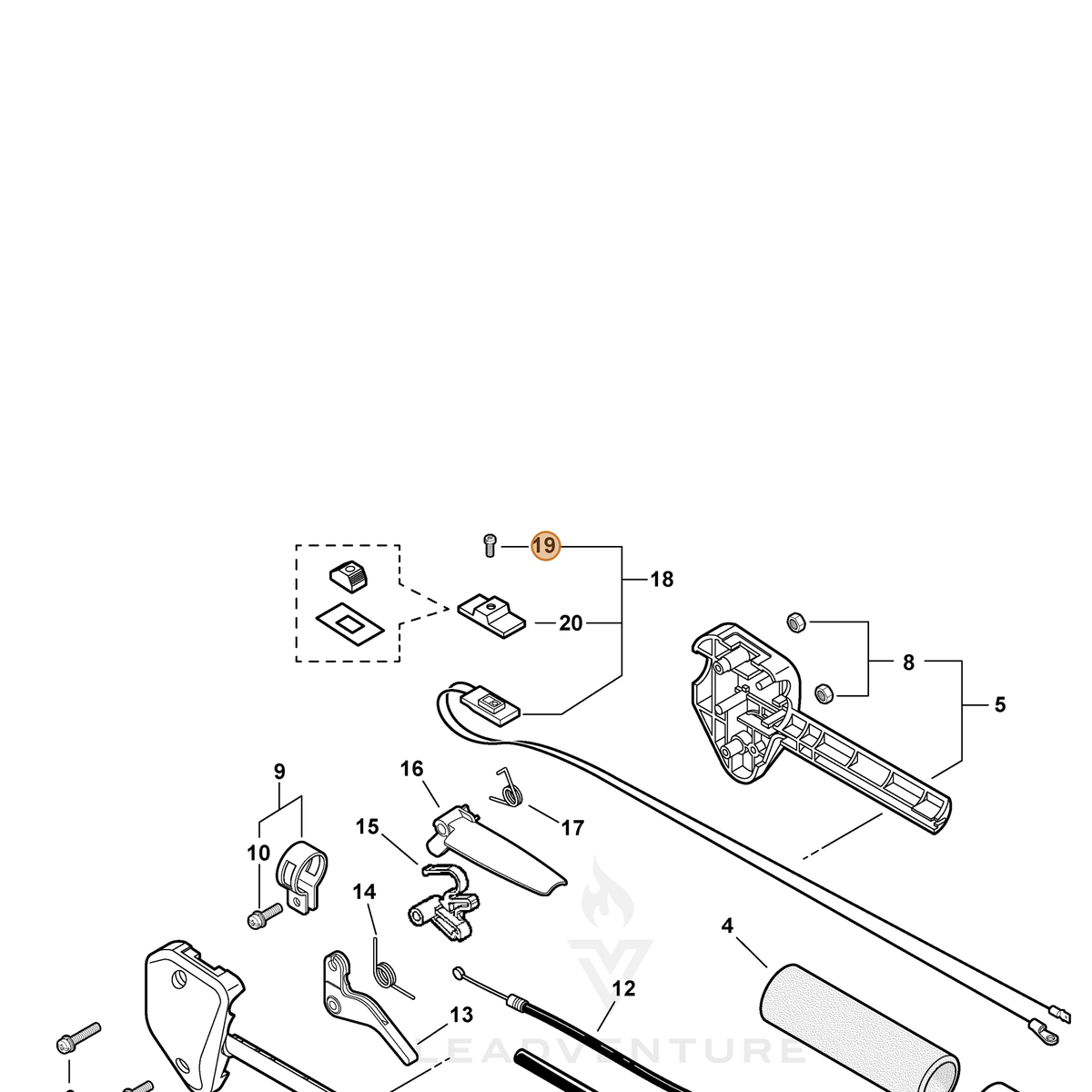 ECHO part 9154503010 — IPL diagram snippet (6x zoom, amber highlight)