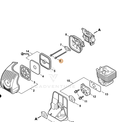 ECHO part 9157905070 — IPL diagram snippet (6x zoom, amber highlight)