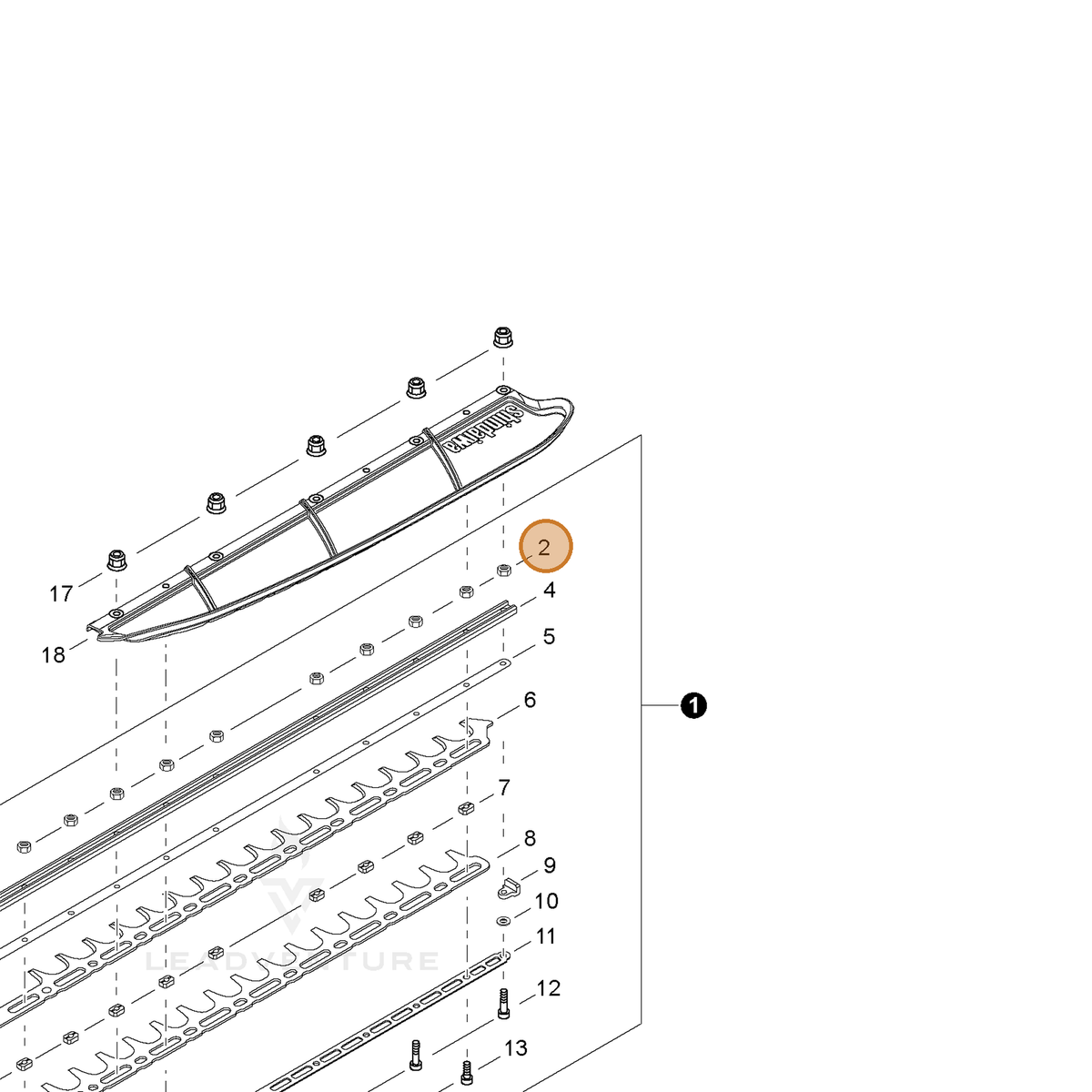 ECHO part 9202205000 — IPL diagram snippet (6x zoom, amber highlight)