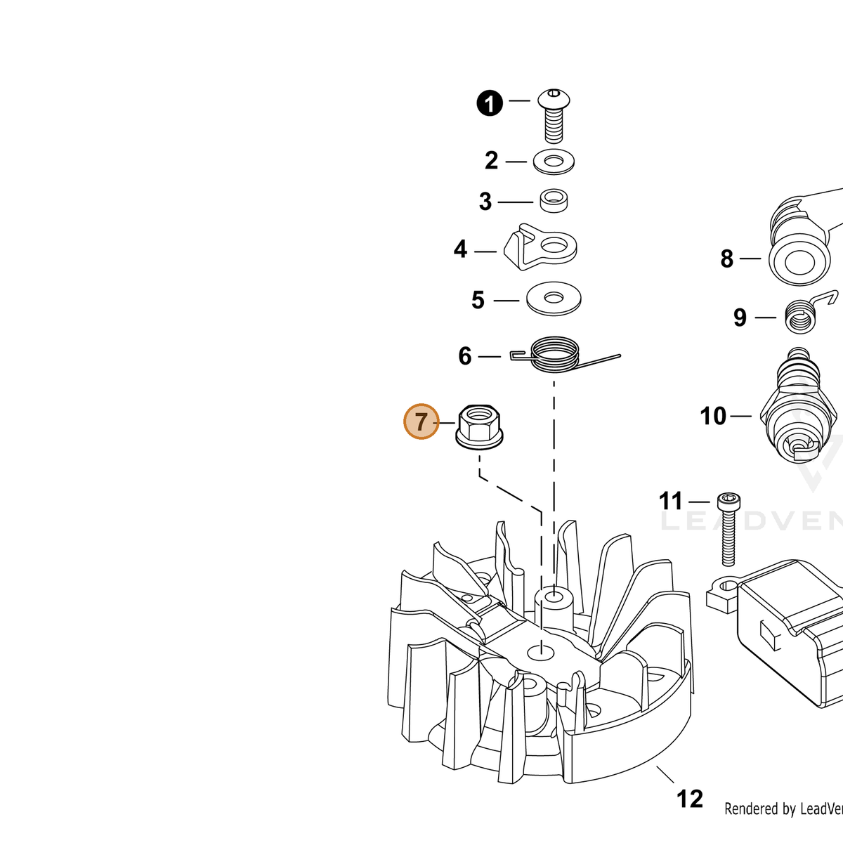 ECHO part 9210506000 — IPL diagram snippet (6x zoom, amber highlight)