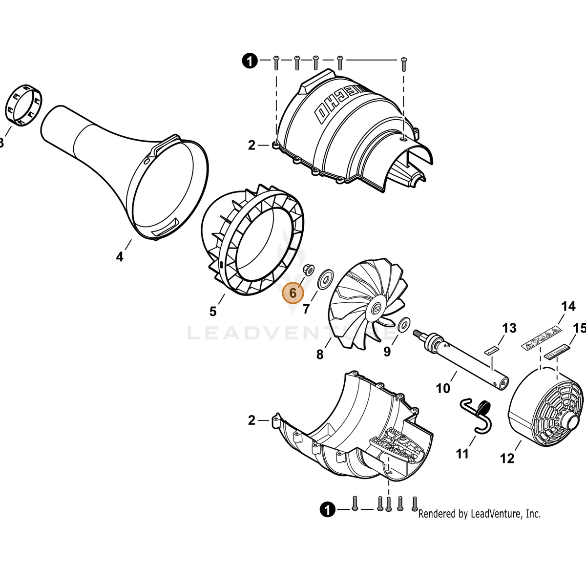 ECHO part 9210808000 — IPL diagram snippet (6x zoom, amber highlight)