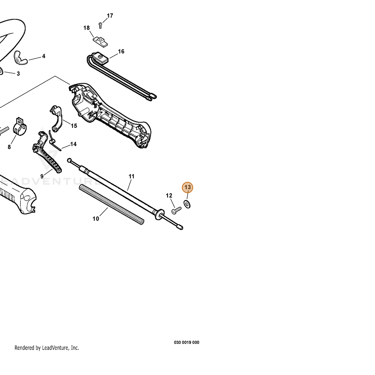 ECHO part 9220805000 — IPL diagram snippet (6x zoom, amber highlight)