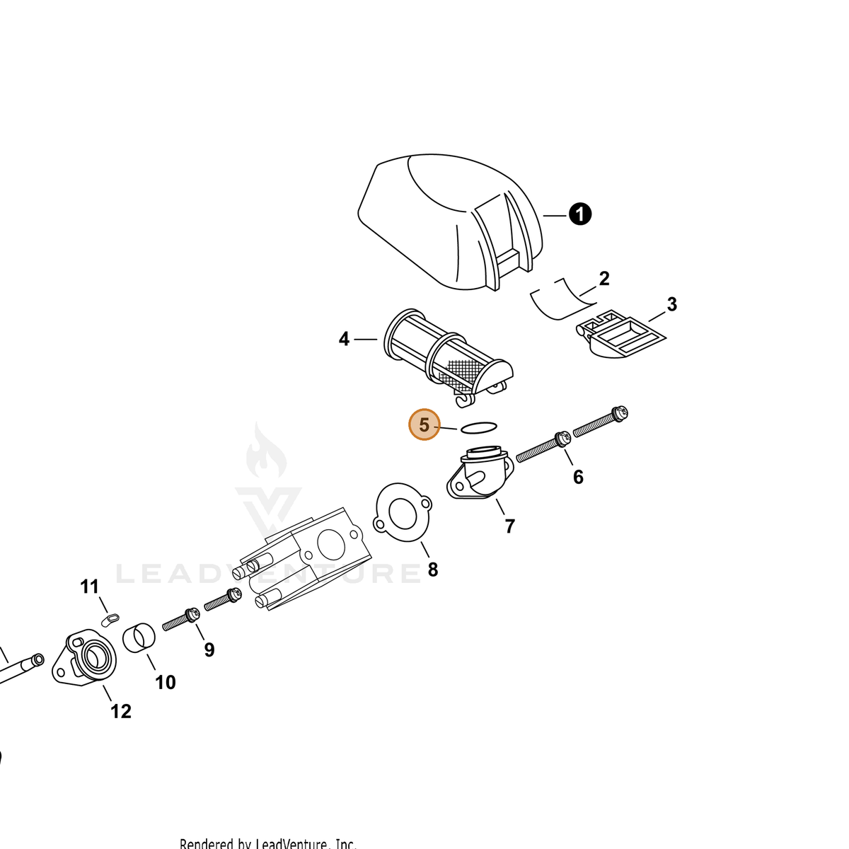 ECHO part 9250510200 — IPL diagram snippet (6x zoom, amber highlight)