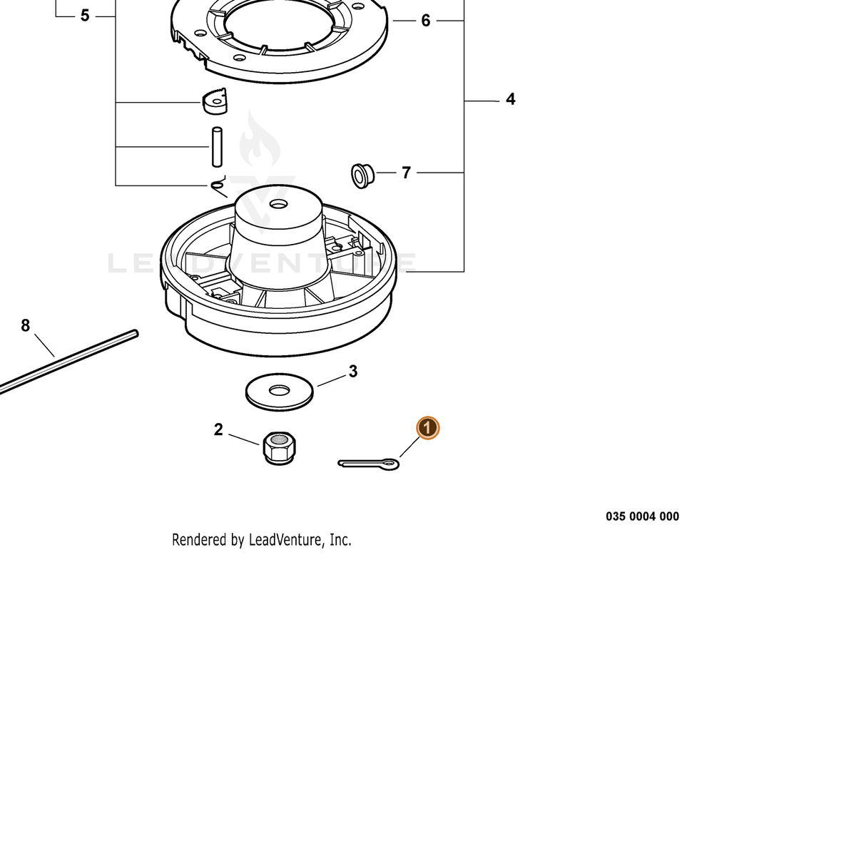 ECHO part 9300020160 — IPL diagram snippet (6x zoom, amber highlight)