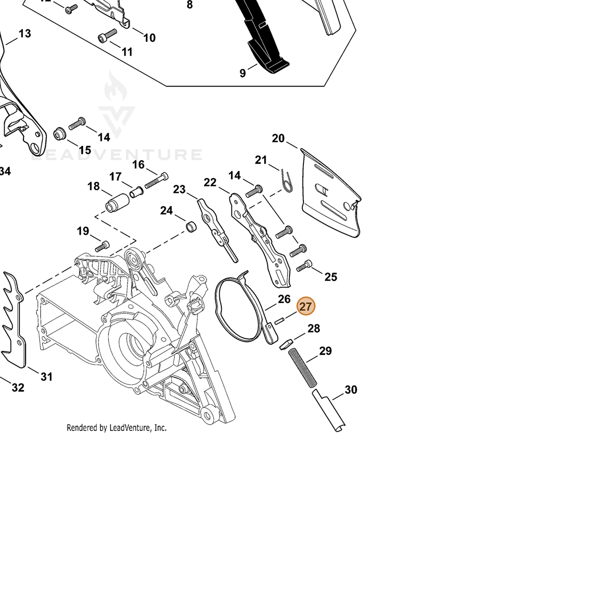 ECHO part 9305030098 — IPL diagram snippet (6x zoom, amber highlight)