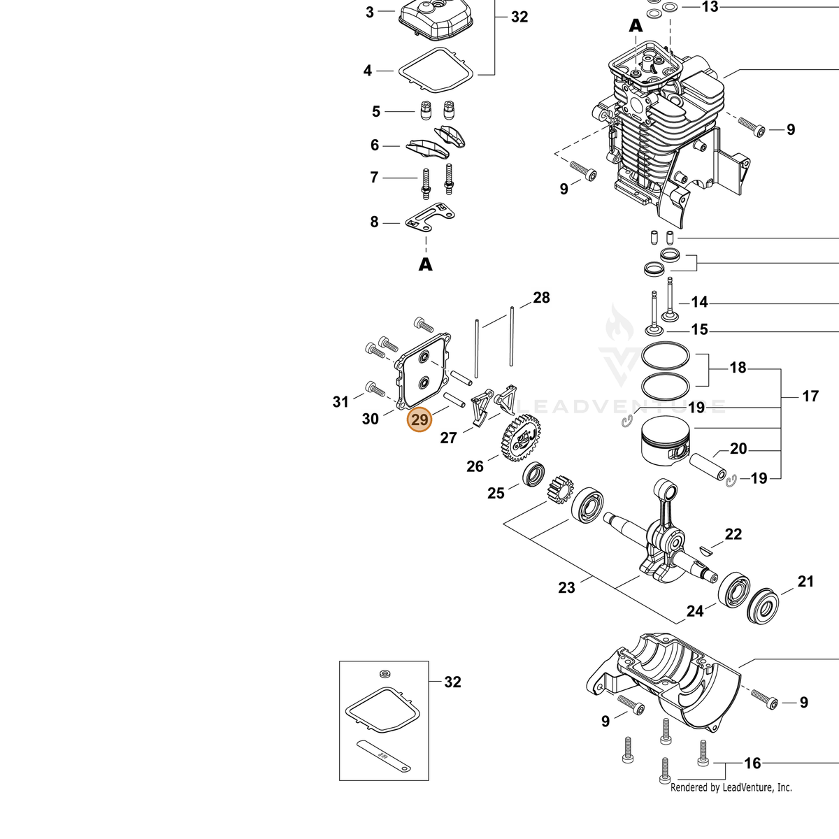 ECHO part 9305050260 — IPL diagram snippet (6x zoom, amber highlight)