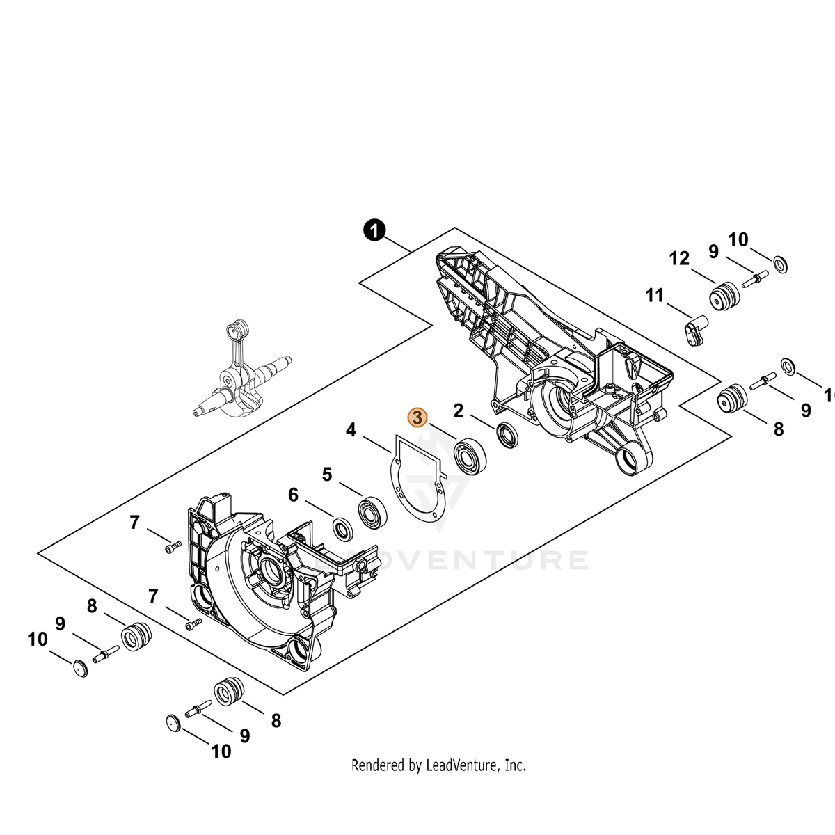 ECHO part 9400036203 — IPL diagram snippet (6x zoom, amber highlight)