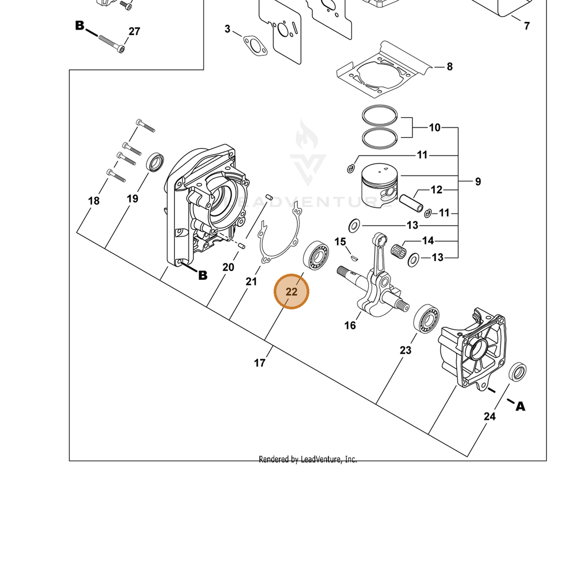 ECHO part 9400036302 — IPL diagram snippet (6x zoom, amber highlight)