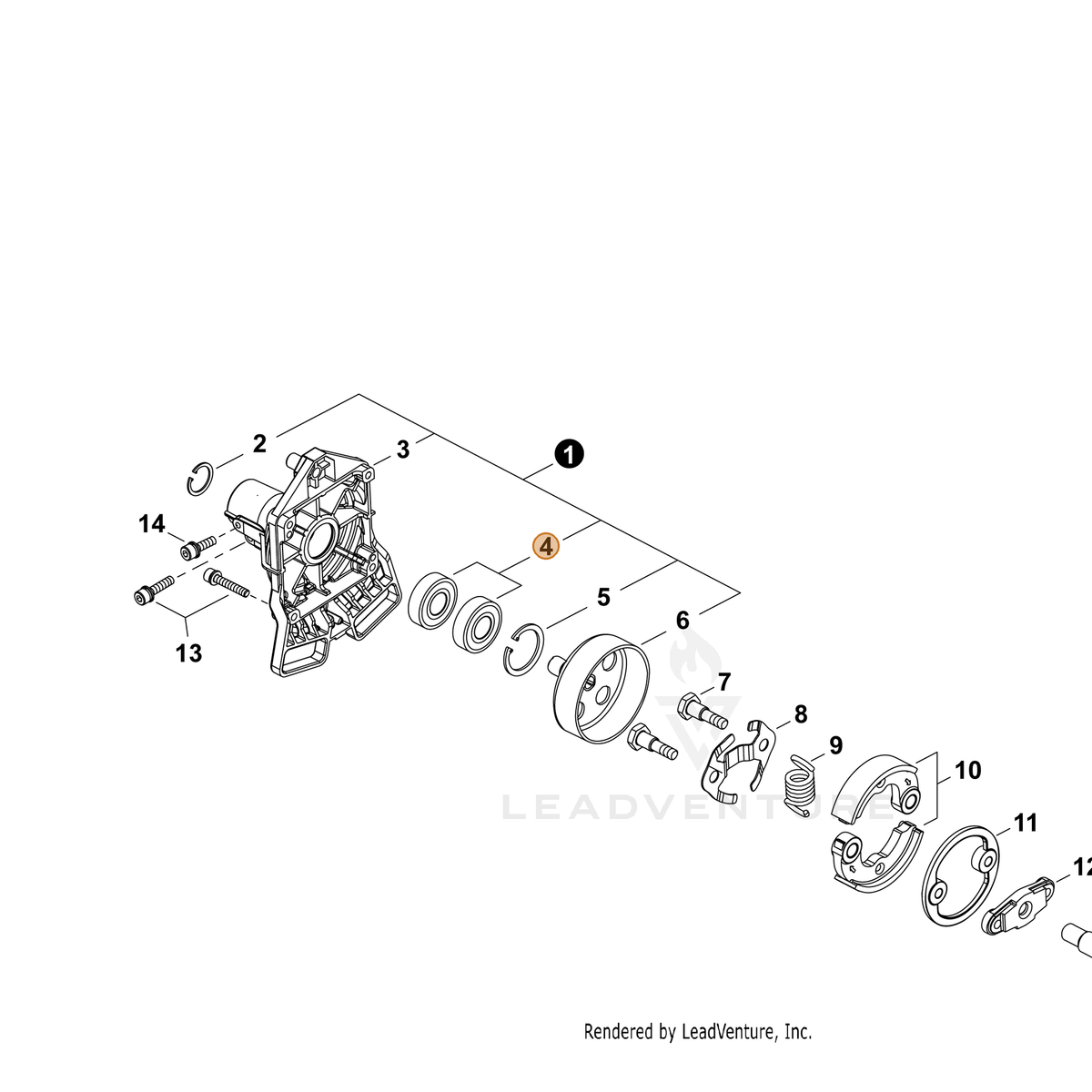 ECHO part 9401846001 — IPL diagram snippet (6x zoom, amber highlight)