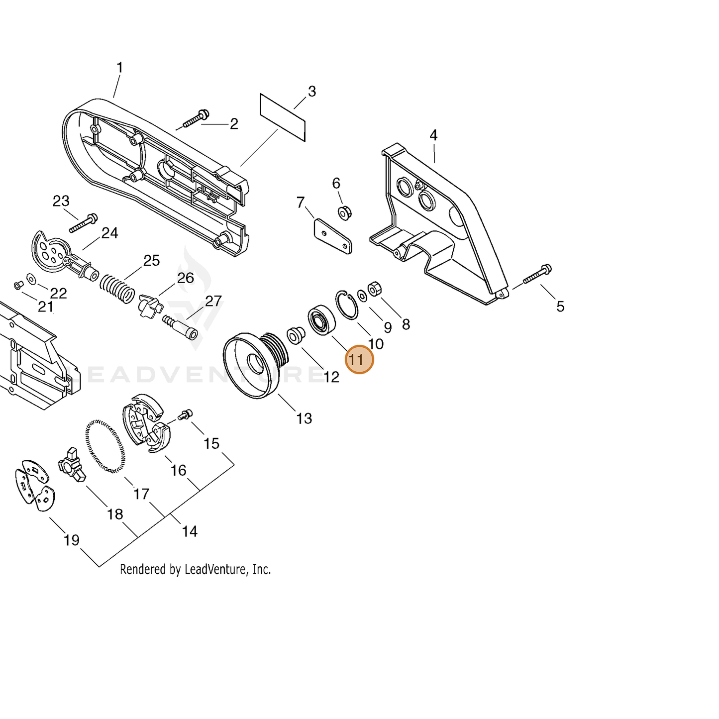 ECHO part 9404206001 — IPL diagram snippet (6x zoom, amber highlight)