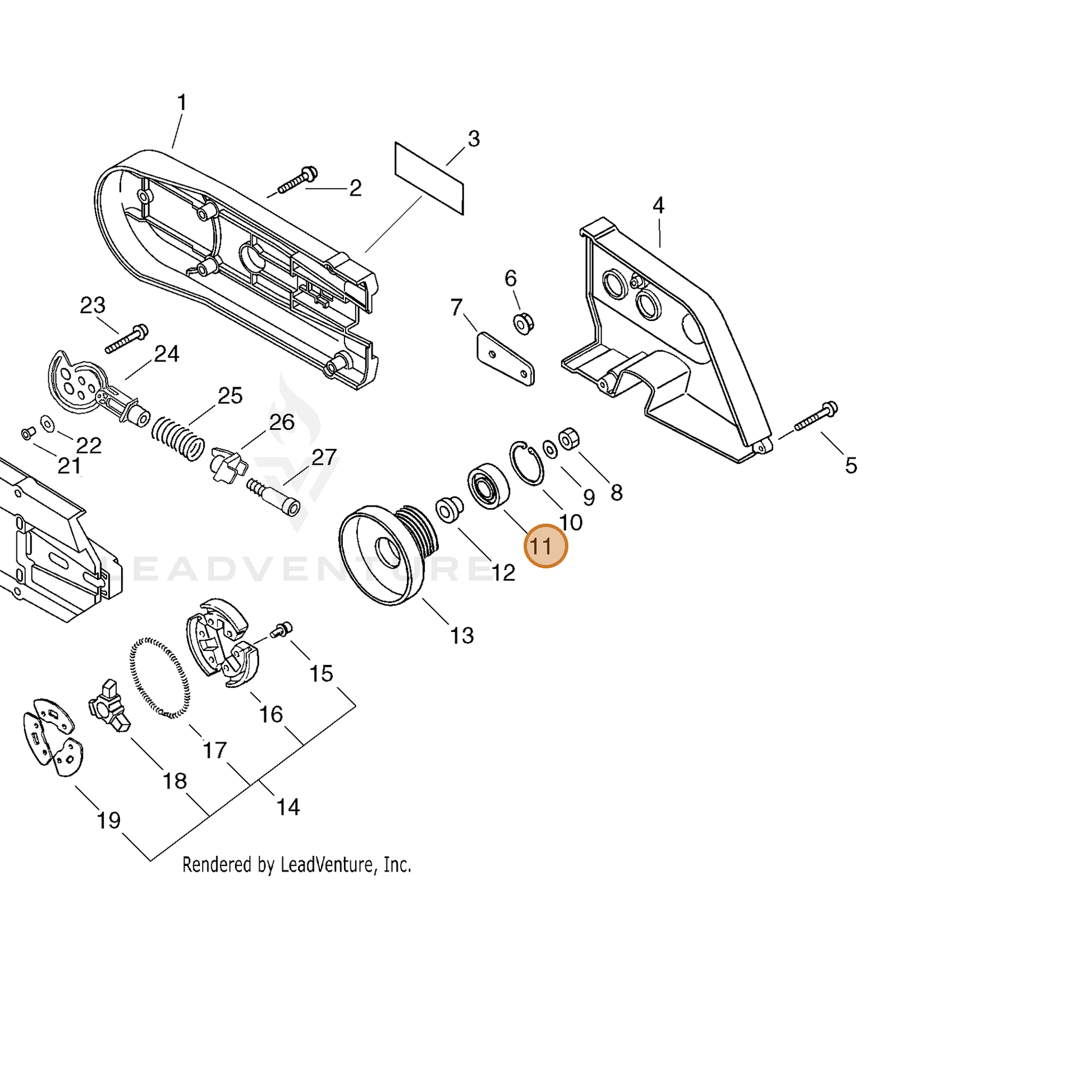 ECHO part 9404206001 — IPL diagram snippet (6x zoom, amber highlight)