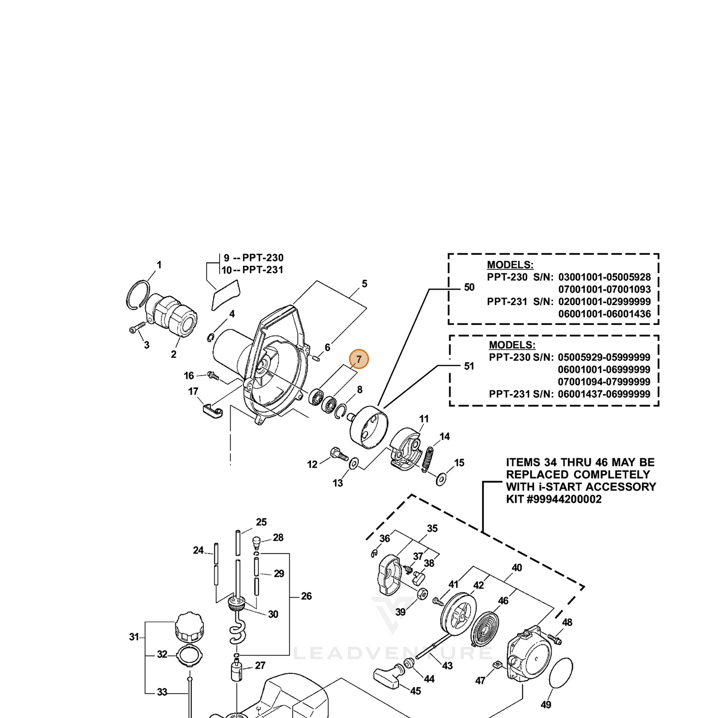 ECHO part 9406106001 — IPL diagram snippet (6x zoom, amber highlight)